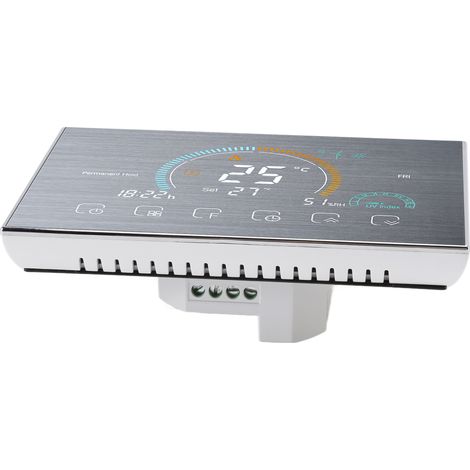 Thermostat Wi-Fi avec commande vocale via application et interface chaudière LCD, finition argent brossé, 95-240 V CA. (1/5)