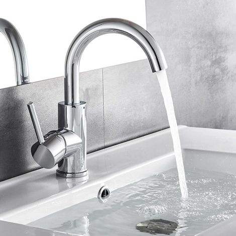 Mitigeur Lavabo, Robinet Lavabo Haut Pivotant à 360°, Robinet Lavabo Salle de Bain Monocommande, Argent (1/5)