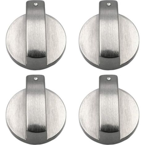 Boutons pour cuisinière à gaz - Métal argenté - Diamètre 4 cm - Trou de fixation 6 mm - 4 pièces (1/4)