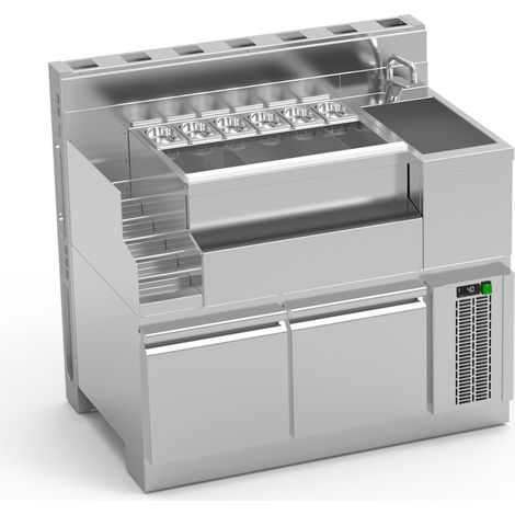 Bar Lynx Module Réfrigéré à Pyramide avec Paroi Technique - Evier à Gauche - Eratos