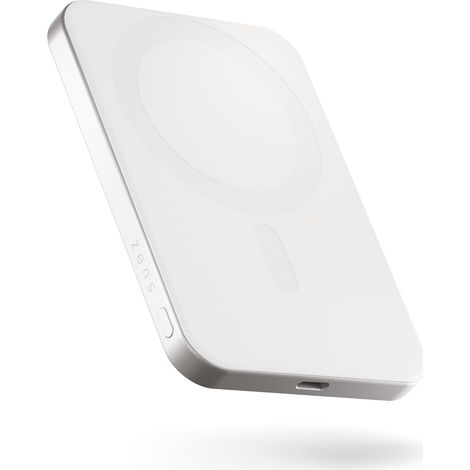 Zens Slim Qi2 Aluminium Powerbank - 5000 mAh magnetische Powerbank kompatibel mit MagSafe und Qi2 (weiß) (1/3)