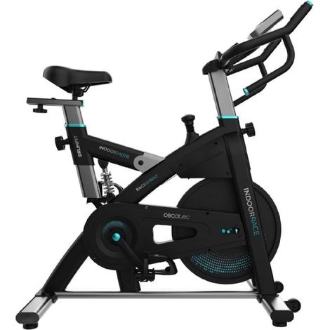 Cyclette spinning indoor con volano da 24 kg. APP. Cardiofrequenzimetro. Display LCD. Supporto per dispositivi e bottiglia. Ruote di trasporto. Sellino regolabile in verticale e orizzontale.
