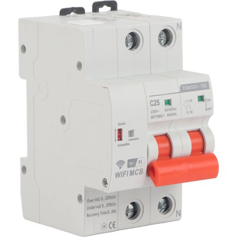Disjoncteur WiFi Intelligent 2P Rail DIN AC 230V Maison Usine TOWSM1-100 (1/5)