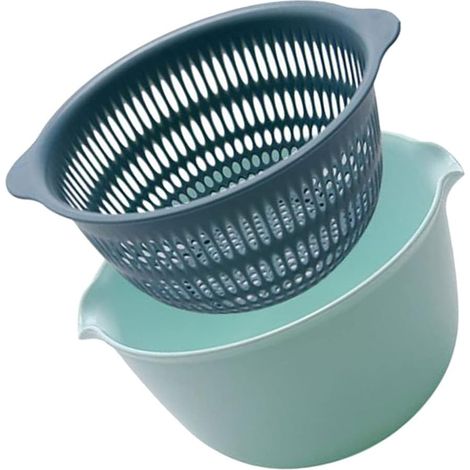 Passoire double en plastique bleu clair, bol filtrant pour fruits, légumes, pâtes et riz, accessoire de cuisine polyvalent