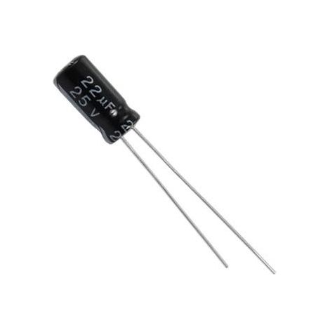 Condensatore elettrolitico 22uf 25v 105º 5x11mm 22mf25v/105/radiale