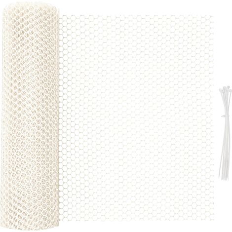 Small Plastic Mesh 40 cm x 5 m Multipurpose Garden Fence and Cat Balcony Netting, Heavy Duty Wire Mesh for Animal Protection Plants and Chicken Coop, Black (White) (1/5)