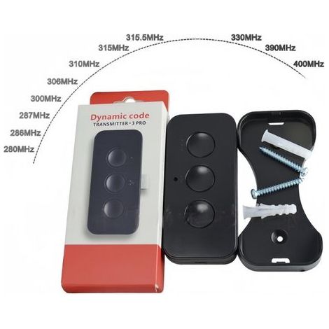 FLAMMKRAFT-Télécommande multi-fréquences 280-868 MHz, 3 canaux, clonage codes fixes/tournants, pour portail/porte de garage, 1 pièce (1/4)