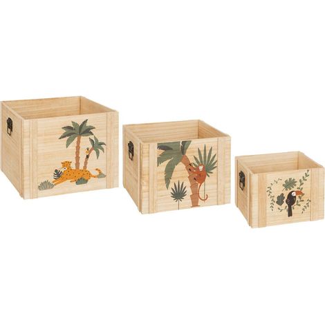 Set di 3 cassette in legno jungle per bambini - Atmosphera créateur d'intérieur (1/5)