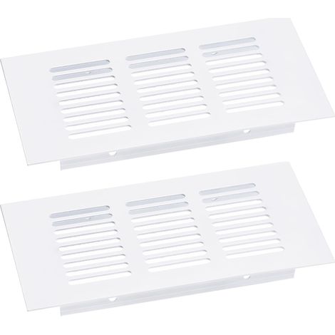 2 Pcs Grille de Couverture de Bouches 150 x 100 mm (Blanc) d'Aération, Grille de Ventilation en Alliage d'Aluminium à Mailles, Grille de Ventilation Rectangulaire à Persiennes (1/5)