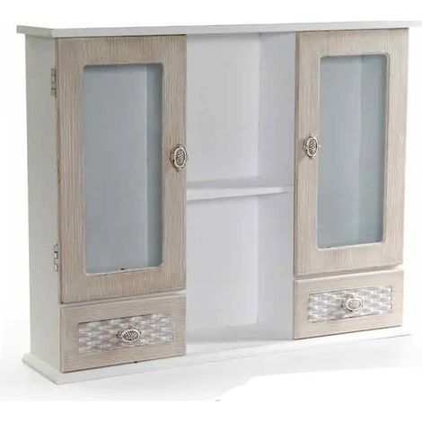 Meuble Charm 64 x 14 x 52 cm en bois laminé blanc et effet chêne clair