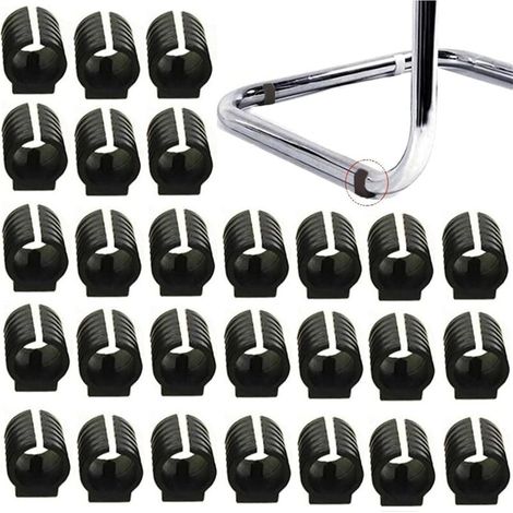 32 Stück Stuhlbeingleiter, Rohrendkappen, Bodenschutz, Möbel, U-förmige Kunststoff-Stuhlkappen, Stuhlbeinkappen, Silikonschlauchklemmen (25 mm, Schwarz)