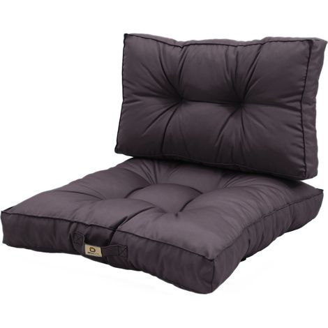 Coussins pour salon de jardin capitonné 50x50cm gris carbone