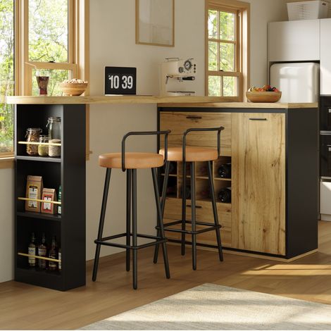 Table extensible 138-220 cm avec rangement bois OKMYHOME (1/5)