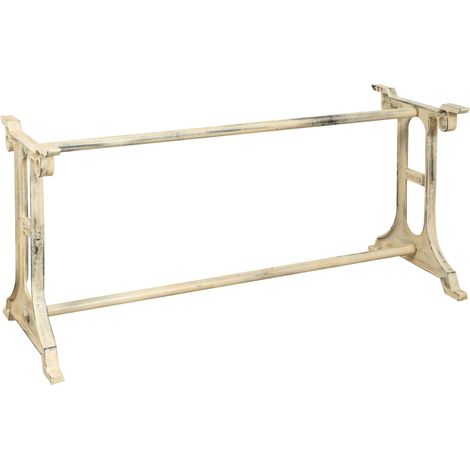 Beingestell für Gartentische. Struktur aus massivem Eisen und Gusseisen für den Innen- und Außenbereich. Platten aus Glas, Holz