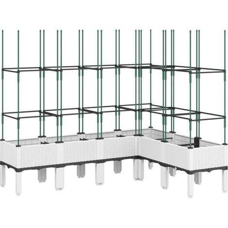 Fioriera aiuola rialzata vassoio piante fiori terrazza giardino con traliccio 160 x 120 x 142,5 cm PP bianco 020038254