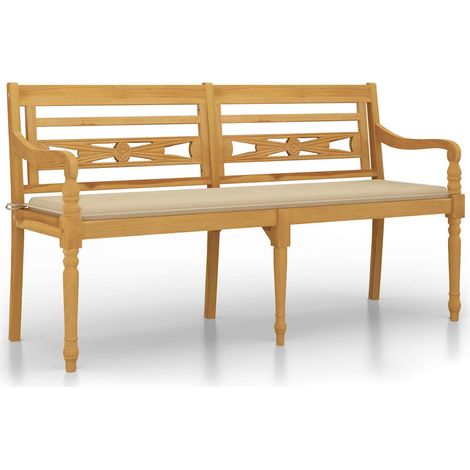 Maison Exclusive - Batavia-Bank mit Beigem Kissen 150 cm Massivho