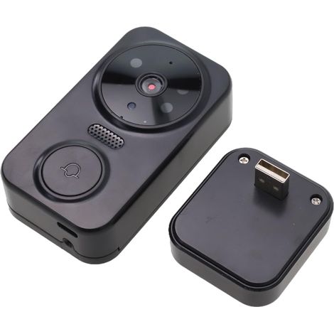 Sonnette vidéo, sonnette sans fil Wi-Fi avec caméra vidéo intelligente et interphone vocal bidirectionnel (noir) (1/4)