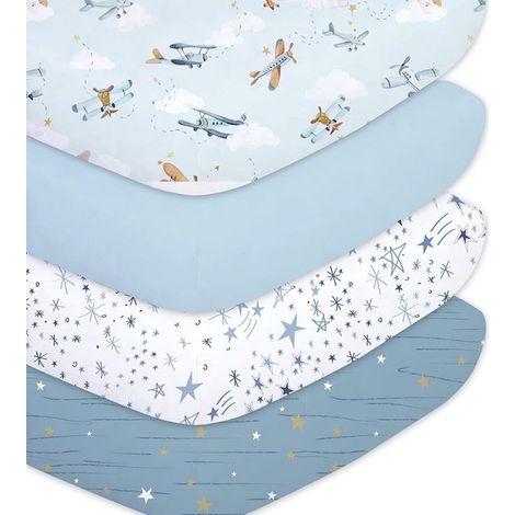 Draps Housse Bébé 60x120 cm Draps Housse Lit Bébé Microfibre Polyester Draps Universels Lit Berceau Avions (1/5)