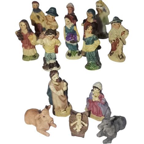 Mini Natività completa di Pastori piccoli cm 3.5 per presepe 15 pezzi pastorelli statuine miniature