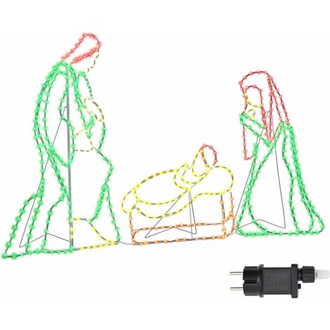 Escena de Natividad Iluminada Multicolor 112 x 71,5 cm PVC vidaXL