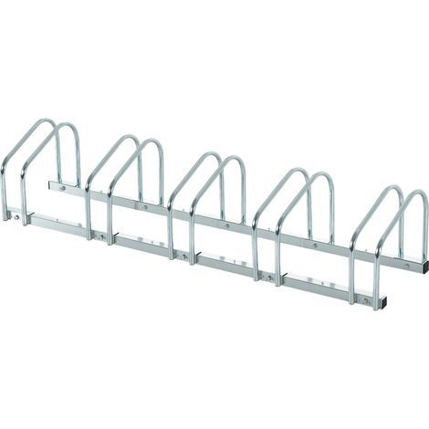 Fahrradständer für 5 Fahrräder, 65-mm-Reifen, Boden- oder Wandmontage, für Kinder-Mountainbikes und BMX-Räder, 145 x 33 x 27 cm, silberfarbener Stahl (1/5)