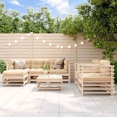 vidaXL Juego de muebles de jardín 7 piezas madera maciza de pino (1/5)