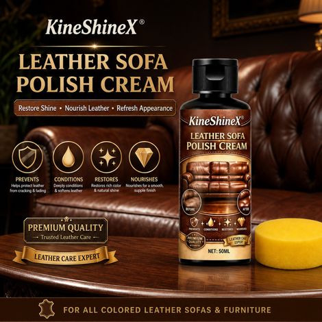 KineShineX Lederpflegecreme für Sofas, Reinigungs-, Pflege- und Poliercreme für Echtledermöbel, Feuchtigkeitsspendende Lederpflegecreme für Sofas (1/5)