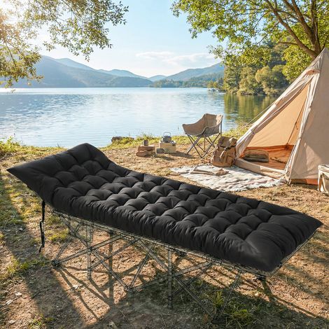 Tragbare, faltbare Campingmatte mit rutschfesten Gurten für Camping, Zelt und Reisen, Schwarz