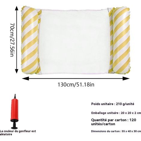 Hamac gonflable à rayures pour piscine, fauteuil flottant aquatique à 2 tubes, matelas gonflable portable pour adultes et enfants - Jaune (pompe à air) (rayures diagonales) (1 unité)