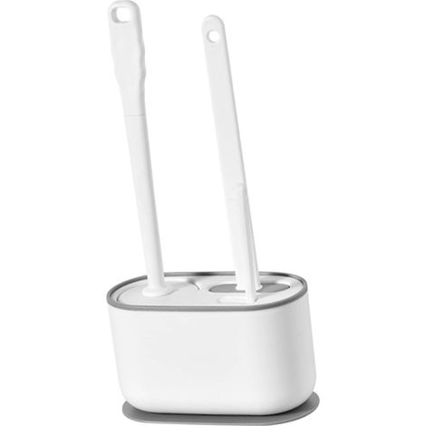 Set aus Toilettenbürsten mit langem Griff für die gründliche Reinigung, multifunktional und zum Aufhängen, perlmuttweiß. (1/5)