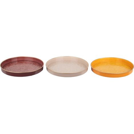 Bandejas de metal esmaltado en relieve 37 cm, set 3 diseños (1/5)