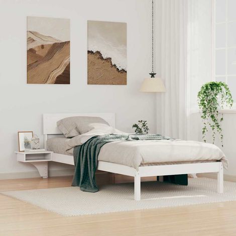 Marco de cama con mesitas de noche Madera maciza de pino