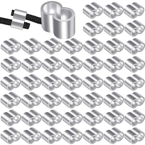 50 Pièces Manchons en Aluminium 8mm avec étui de Rangement Manchons à Sertir à Double Virole en Aluminium, Manchon de Boucle de Sertissage pour Câbles Corde en Acier Inoxydable (1/5)