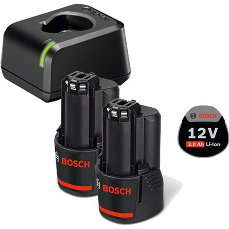 Bosch Kit Avviatore a Batteria GBA 12 Volt / 2x 3,0 Ah + Caricabatterie Rapido GAL 12V-20