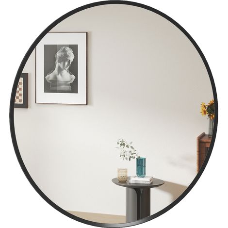 Wandspiegel, modernes Design, Φ61 cm, Schwarz (1/5)