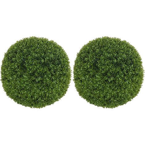 Set de 2 bolas de boj artificial Ø40 cm verdes de plástico, para interior y exterior (1/5)