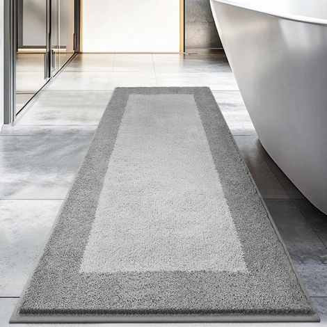 Tapis de bain 60x150 cm, absorbant, fond TPR antidérapant en polyester doux, idéal pour salle de bain