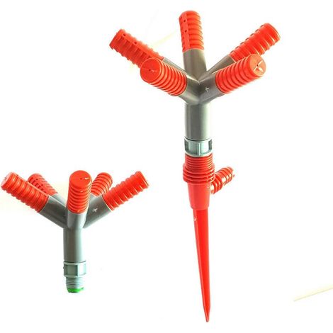TrAdE Shop Traesio - Irrigatore Giardino Spruzzatore Prato Picchetto Puntale 5 Bracci 360° Rotante - (1/4)