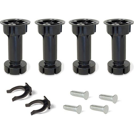 Emuca Verstellbare Füße Kit schwarz 118 bis 135 mm