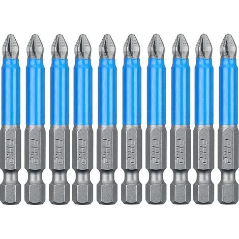 PH2 Screwdriver Bits Magnetic 2 Phillips Hex Shank Phillips Phillips Screwdriver Bits Anti Slip for Electric Hand Screwdrivers PH2 x 65mm (10 Pieces) (1/5)