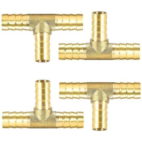 4-teiliges 3-Wege-Messing-Anschlussset, 10 mm, Schlauchverlängerung, Gartenschlauchanschluss, Druckluftschlauchanschluss, Kraftstoffschlauchanschluss, T-Stück (1/3)