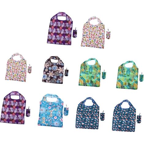 Lot de 10 sacs de courses pliables en polyester (1/5)
