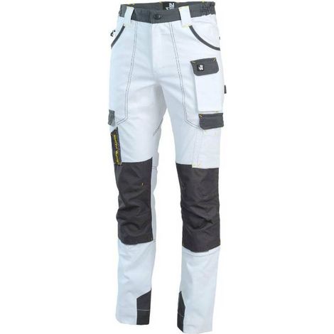 Pantalon de Travail Cary - Taille 40 - Blanc/Gris - Résistant et Confortable - D-Work