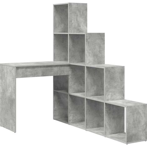 Maison Exclusive - Bureau d'angle avec étagère Gris béton 101,5 x 149,5 x 149,5 cm