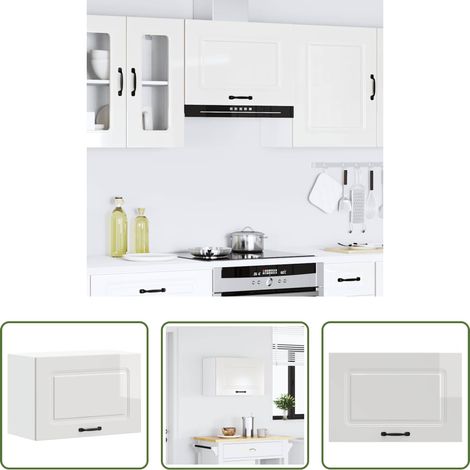vidaXL Küchenmöbel - Küchen-Hängeschrank Kalmar Hochglanz-Weiß Holzwerkstoff (1/5)