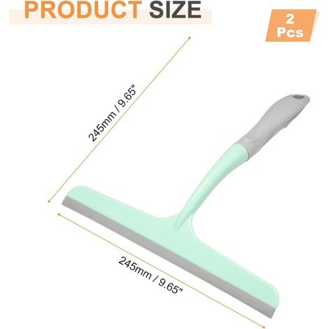 Cette raclette de douche de 24,4 cm de long peut être utilisée pour nettoyer les pare-brise et les portes vitrées.