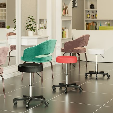 Tabouret massage a roulettes reglable en hauteur pivotant avec trois couleurs de housse de protection - Modèle