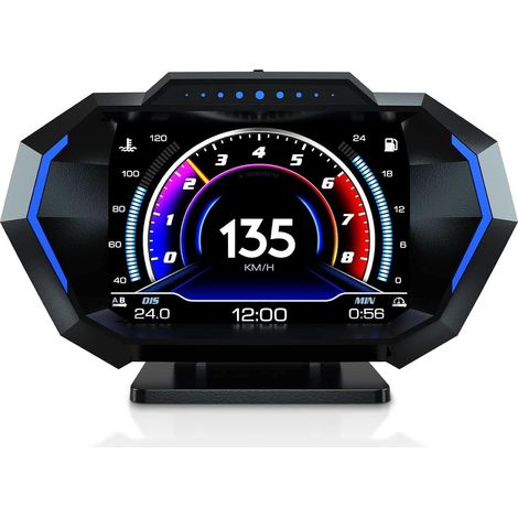 Display head-up, OBD2 + GPS + modalità di controllo della discesa - Display multilingue - Unità di misura del tachimetro commutabili tra MPH e KM/H per tutte le auto (1/5)