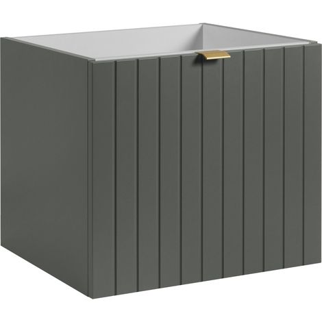 Meuble sous-vasque suspendu HARMO 50 cm Façade rainuré vert semi-mat (1/5)