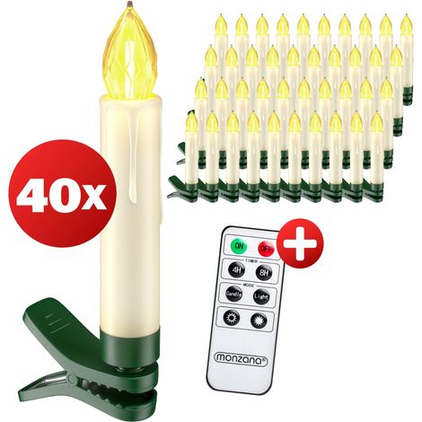 MONZANA® Battery Powered Clip On LED Candle Christmas Tree Lights White/Multi  40er / warm weiß (de) (1/8)